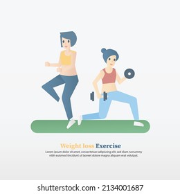 Full Body Weight Loss And Fat Burning Calories Workout Program For Beginner,Cardio HIIT Exercises Routine,build Muscle,female In Sportwear Fitness At Home,Motivation Good Healthy,Vector Illustration.