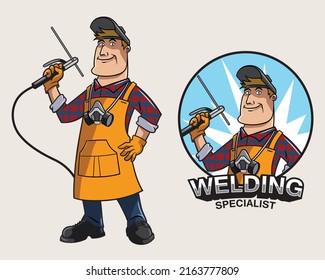 full body and welder logo vector illustration