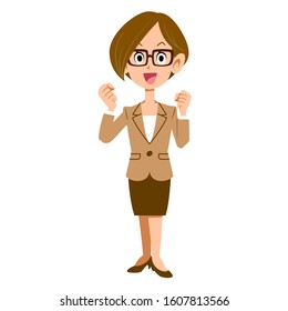 Full body of a woman in an overwhelming suit