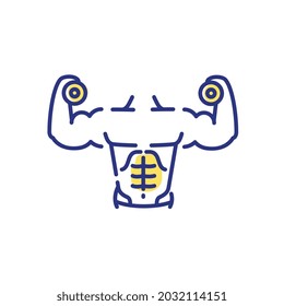 Full Body Workout line colour icon for business website,apps, and many more