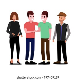 full bofy portrait of group of young students 