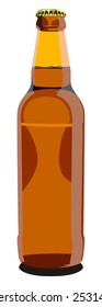 Full bottle of beer on a white background