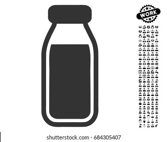 Full Bottle icon with black bonus work symbols. Full Bottle vector illustration style is a flat gray iconic element for web design, app user interfaces.