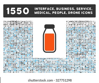 Full Bottle and other web interface, business tools, people poses, medical service vector icons. Style is flat symbols, bicolored, rounded angles, white background.
