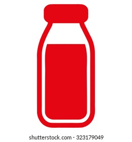 Full Bottle vector icon. Style is flat symbol, red color, rounded angles, white background.
