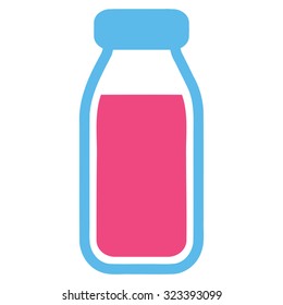 Full Bottle vector icon. Style is bicolor flat symbol, pink and blue colors, rounded angles, white background.