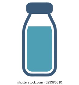 Full Bottle vector icon. Style is bicolor flat symbol, cyan and blue colors, rounded angles, white background.