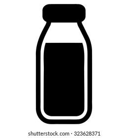 Full Bottle vector icon. Style is flat symbol, black color, rounded angles, white background.