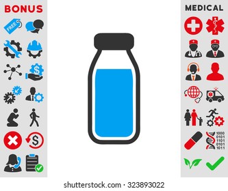 Full Bottle vector icon. Style is bicolor flat symbol, blue and gray colors, rounded angles, white background.