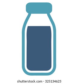 Full Bottle vector icon. Style is bicolor flat symbol, cyan and blue colors, rounded angles, white background.