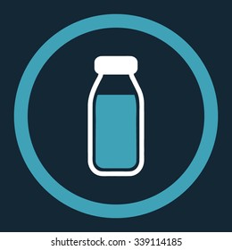 Full Bottle vector icon. Style is bicolor flat rounded symbol, blue and white colors, rounded angles, dark blue background.