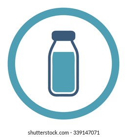 Full Bottle vector icon. Style is bicolor flat rounded symbol, cyan and blue colors, rounded angles, white background.