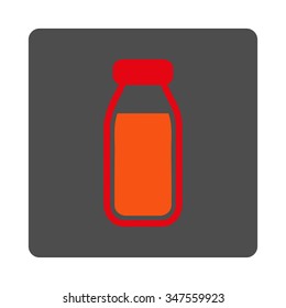 Full Bottle vector icon. Style is flat rounded square silver button with red symbol, white background.