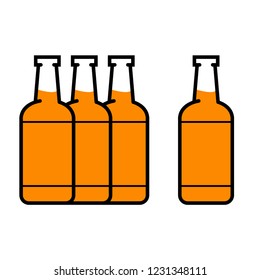 Full bottles at line style. Full bottle icon. Flat style. Isolated. Vector illustration