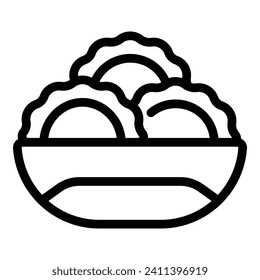 Full bowl food icon outline vector. European dish. Dim cuisine pelmeni