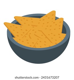 Full bowl of nachos icon isometric vector. Bowl food. Potato sauce food