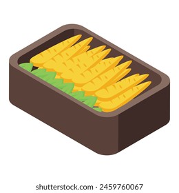 Full box of carrots icon isometric vector. Organic nutrition. Vitamin container