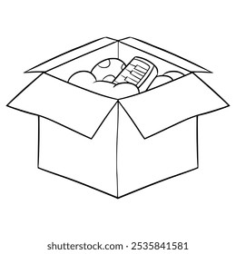 full box illustration hand drawn outline vector