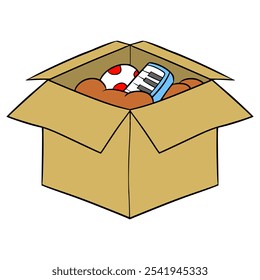 full box illustration hand drawn isolated vector