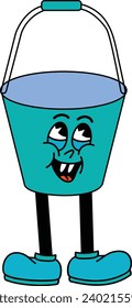 Full bucket cartoon isolated vector.iron bucket paint mascot cartoon character.trash, blue, challenge, garden, bathroom, cleaner, colorful, bath, cleaning, freeze, white, food, old, bucketful, design.