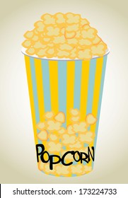 Full bucket of popcorn. 