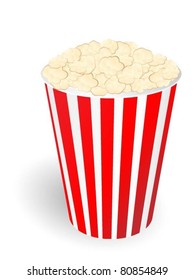 Full bucket of popcorn. Vector.