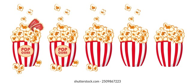 Full bucket of popcorn. Vector illustration.
