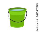 full bucket water cartoon. color pot, empty handle, basin leak full bucket water sign. isolated symbol vector illustration