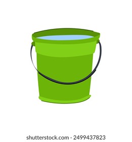 full bucket water cartoon. color pot, empty handle, basin leak full bucket water sign. isolated symbol vector illustration