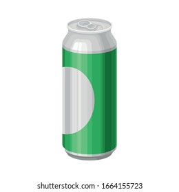 Full Can of Beer Isolated on White Background Vector Illustration
