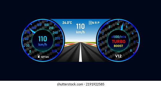 	
Full Car speedometer with illumination and display vector