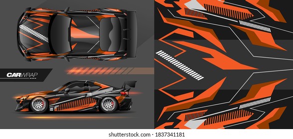 full car wrap design, with sporty abstract background