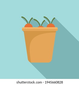Full carrot bucket icon. Flat illustration of Full carrot bucket vector icon for web design