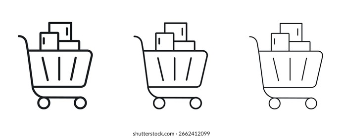 Full cart icon simple line design - Simple Vector Illustration