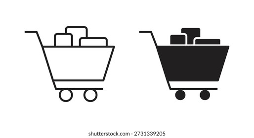 Iconos de Carrito completos. Iconos de contorno Vector colección. ilustraciones planas