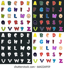 full cartoon alphabet . Vector clip art from A to Z