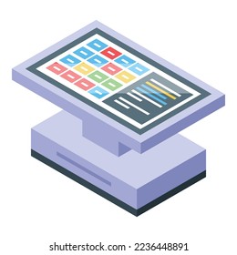 Voller Bargeldbildschirm Icon isometrische Vektorgrafik. Geldeingang. Einzelhandelszahlung