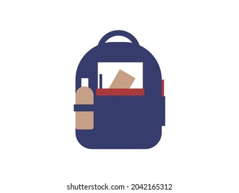 Full casual backpack icon. Simple minimalist symbol. Vector.