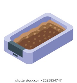 Full cat litter box is waiting for cleaning by owner at home