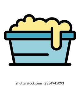 Full cereal bowl icon outline vector. Breakfast milk. Corn box color flat