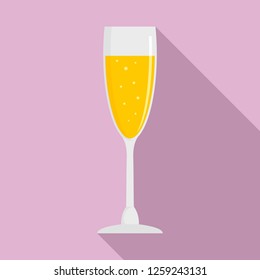 Full champagne glass icon. Flat illustration of full champagne glass vector icon for web design