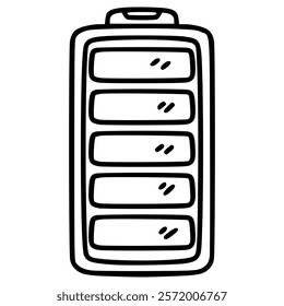 full charge battery capacity hand drawn outline illustration