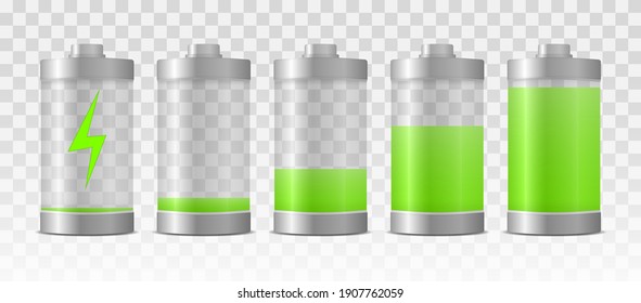 Full charge energy for mobile phone isolated on transparent background. Battery charge full power energy level. Vector element for mobile phone interface, website elements and your design. Eps 10.