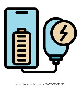 Full charge power bank icon. Outline full charge power bank vector icon color flat isolated