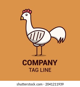 Full chicken simple logo, with vector illustration