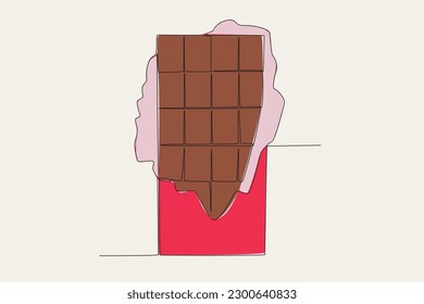 A full chocolate bar. World chocolate day one-line drawing