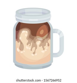 Full Closed Jar of Coffee with Dairy Cream Vector Object