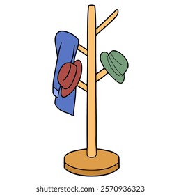 full coat rack illustration hand drawn isolated vector