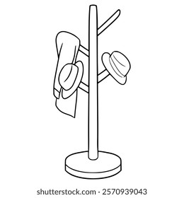 full coat rack illustration hand drawn outline vector