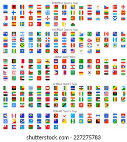 Full collection of World Rounded Square Vector National flag Icons.